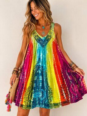 rr hawaii resort dress Vintage y2k NWT RR Hawaii Resort Wear Halter Open Back Handkerchief Dress